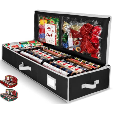 HOMIOR Wrapping Paper Organizer - Underbed Storage for 24 Rolls & Accessories