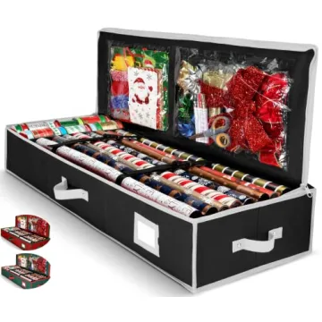 HOMIOR Wrapping Paper Organizer - Underbed Storage for 24 Rolls & Accessories