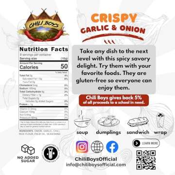 Spicy Crispy Garlic and Onion Flakes, Crunchy Food Topper, Fried Onion and Garlic All-Purpose Seasoning, Gluten-Free, 80g.