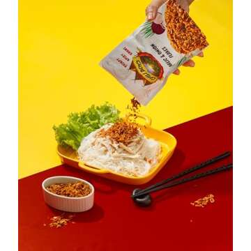 Spicy Crispy Garlic and Onion Flakes, Crunchy Food Topper, Fried Onion and Garlic All-Purpose Seasoning, Gluten-Free, 80g.