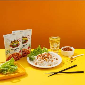 Spicy Crispy Garlic and Onion Flakes, Crunchy Food Topper, Fried Onion and Garlic All-Purpose Seasoning, Gluten-Free, 80g.