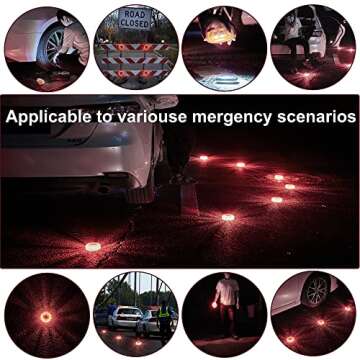 DK-WINER LED Road Flares Roadside Emergency car kit Emergency Road Flares Kit with Magnetic Base for Vehicles & Boat | 9 Flash Modes(with Batteries) (4Pack-Tool Kit)