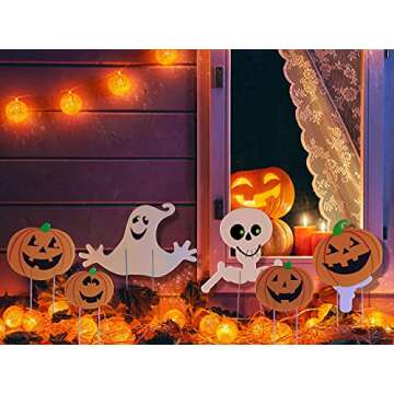 Halloween Decorations Themed 6 Piece Family Friendly Yard Decoration Signs, Including 4 Pumpkins, 1 ...