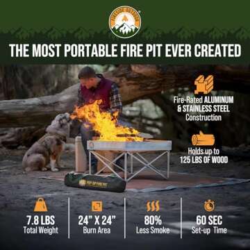 Fireside Outdoor Portable Fire Pit for Camping 24 Inch- Collapsible Pop Up Fire Pit, Outdoor Camp Fi...