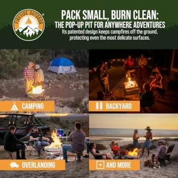 Fireside Outdoor Portable Fire Pit for Camping 24 Inch- Collapsible Pop Up Fire Pit, Outdoor Camp Fire, Wood Fire Pits for Outside, Campfire Standing Fire Pit, Weighs 7 lbs, Heat Shield NOT Included