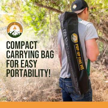 Fireside Outdoor Portable Fire Pit for Camping 24 Inch- Collapsible Pop Up Fire Pit, Outdoor Camp Fire, Wood Fire Pits for Outside, Campfire Standing Fire Pit, Weighs 7 lbs, Heat Shield NOT Included