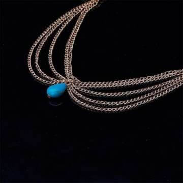 PH PandaHall Turquoise Head Chain, Unique Jewelry Headband Boho Tassel Chain Hair Band Party Headpiece Festival Prom Wedding Headband for Women Headpiece Arabian