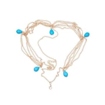 PH PandaHall Turquoise Head Chain, Unique Jewelry Headband Boho Tassel Chain Hair Band Party Headpiece Festival Prom Wedding Headband for Women Headpiece Arabian