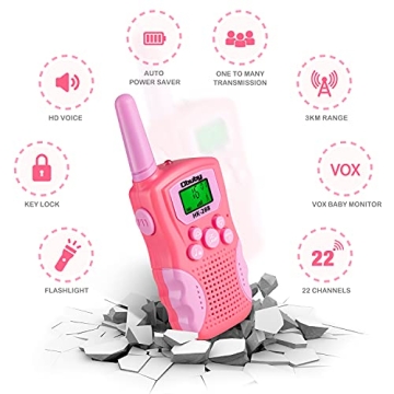 Toys for 3 4 5 6-12 Year Old Boys Girls,Obuby 3 Pack Walkie Talkies for Kids 3 KMs Long Range 2 Way Radio 22 Channels with Backlit LCD Flashlight Best Gifts for Girls Boys Outdoor Camping Game