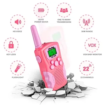 Toys for 3 4 5 6-12 Year Old Boys Girls,Obuby 3 Pack Walkie Talkies for Kids 3 KMs Long Range 2 Way Radio 22 Channels with Backlit LCD Flashlight Best Gifts for Girls Boys Outdoor Camping Game