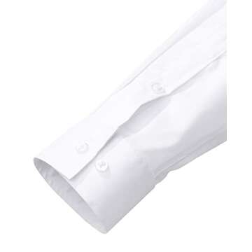 J.VER Men's Dress Shirts Solid Long Sleeve Stretch Wrinkle-Free Formal Shirt Business Casual Button Down Shirts White