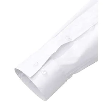 J.VER Men's Dress Shirts Solid Long Sleeve Stretch Wrinkle-Free Formal Shirt Business Casual Button Down Shirts White
