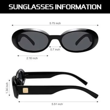 GUVIVI Trendy Oval Sunglasses Retro Vintage 90s Styles