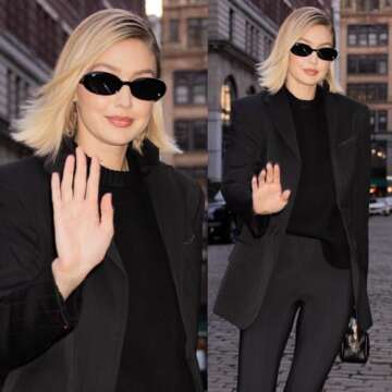 GUVIVI Trendy Oval Sunglasses for Women Retro Vintage 90s Sunnies for Small Face Narrow Round Shades Cat Eye