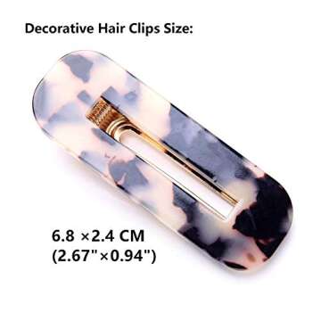 Tortoise Shell Cellulose Acetate Hair Barrette Slide French Design Geometric Hair Clip for Women Girls,Pack of 3