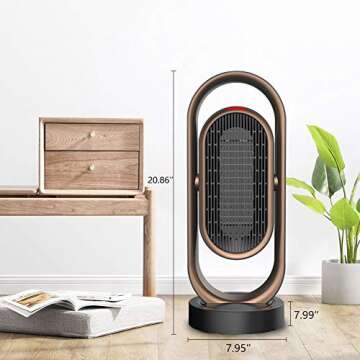 Fit Choice 1500W Oscillating Space Heater for Indoor Use, Fast Heating Within 2s with PTC Heating Te...