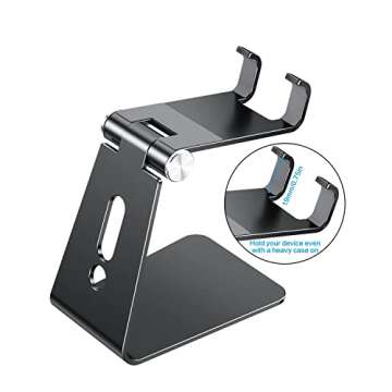 OMOTON Adjustable Cell Phone Stand, C2 Aluminum Desktop Phone Holder Dock Compatible with iPhone 15 ...