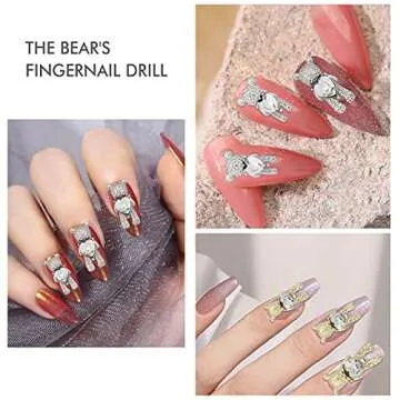30 Pcs Nail Art Rhinestones Shiny Bear 3D Nail Decoration