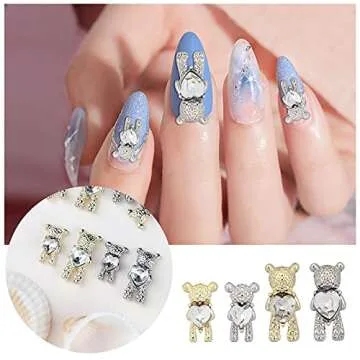 30 Pcs Nail Art Rhinestones Shiny Bear 3D Nail Decoration