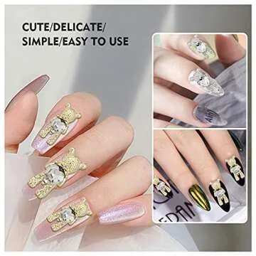 30 Pcs Nail Art Rhinestones Shiny Bear 3D Nail Decoration
