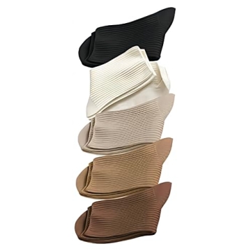 BigBigMe Women's Solid Striped Textured Ribbed Knit Casual Basic Style Crew Socks,Thin Cotton Socks ...