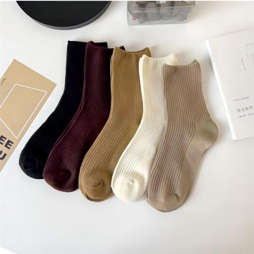 BigBigMe Women's Soft Cotton Crew Socks for Daily Comfort