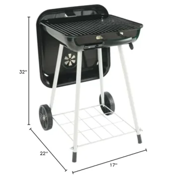 Portable Steel Charcoal Grill with Wheels Kingfords Included