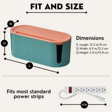 DClutter Cable Management Box | Cord Organizer to Conceal Computer, Router, TV Wires, & Power Strip | Modern, Minimalistic, Sleek & Sturdy Design | 3 Free Silicone Cable Ties Included - Honey Yellow
