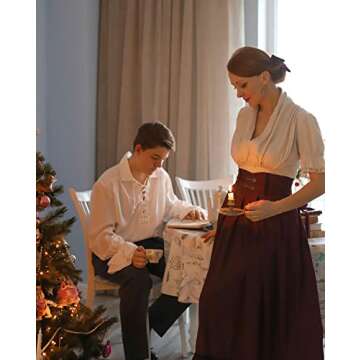 Women Victorian Vintage Shirt V Neck Shirt Ruffle Short Sleeve Peplum Shirt Beige L