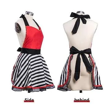 Alex Virtue Cute Handmade Durable Aprons For Women Ladies Cooking Kitchen Baking Mother's Gifts (Bla...