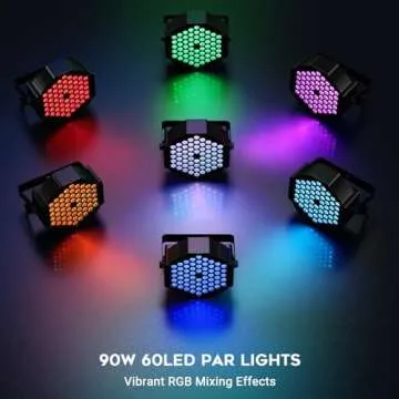90W 60LED Par Lights 2Pack - RGB Stage Lights Sound Activated Strobe by Remote & DMX Control LED Par...