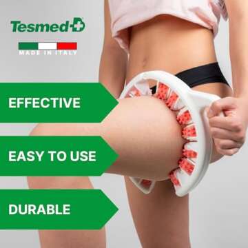 TESMED Anti Cellulite Massager: Clinically Proven Efficacy, Made in Italy, with Converging & Diverging Roller Technology. Patented Cellulite Roller for Thighs and Buttocks.