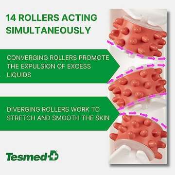 TESMED Anti Cellulite Massager: Clinically Proven Efficacy, Made in Italy, with Converging & Diverging Roller Technology. Patented Cellulite Roller for Thighs and Buttocks.