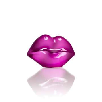Kosta Boda Make Up Hot Lips Sculpture, Cerise