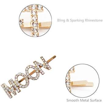 Sparkly Rhinestones Letter Hair Clips, Words Letter Crystal Hair Pins, Glitter Letter Bobby Pins, Metal Hair Clips Barrettes, Bling Rhinestones Hair Jewelry for Women Girls Valentine's Day Gifts(Gold)