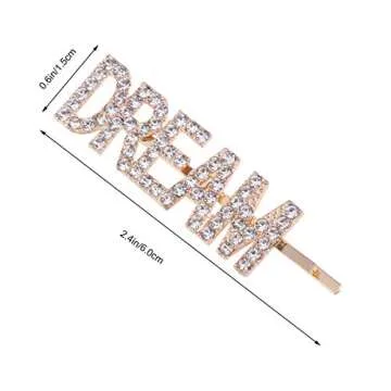 Sparkly Rhinestones Letter Hair Clips, Words Letter Crystal Hair Pins, Glitter Letter Bobby Pins, Metal Hair Clips Barrettes, Bling Rhinestones Hair Jewelry for Women Girls Valentine's Day Gifts(Gold)