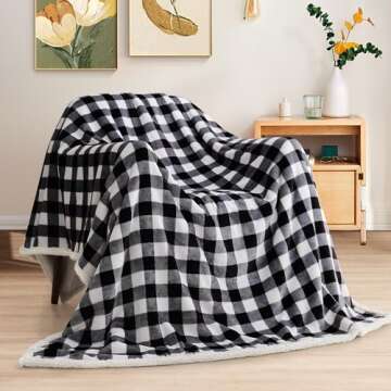 BEAUTEX Sherpa Fleece Flannel Throw Blanket, Super Soft Warm Buffalo Plaid Plush Blankets and Throws...