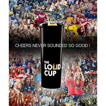 The LoudCup 20 oz Tumbler + Integrated Stadium Horn (Raven Black) - Reusable Water Bottle for Sports Fans - Worlds Loudest Cup for Noisy Fans on Game Day & Tailgating