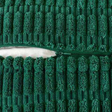 MIULEE Green Corduroy Decorative Throw Pillow Covers Pack of 2 Soft Striped Pillows Pillowcases with...