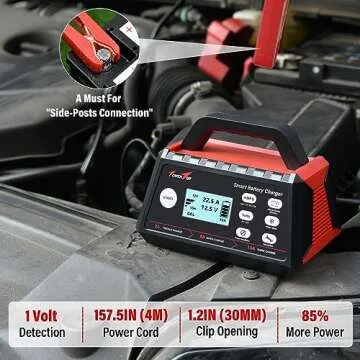 TowerTop 2/8/15 Amp Smart Car Battery Charger, 6V/12V Fully Automatic Battery Maintainer with Auto Desulfator, Battery Repair, Winter Mode, for All Lead-Acid and LiFePO4 Batteries