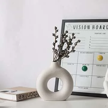 CEMABT Vases for Pampas Grass,Creative Vase Modern Home Decor,Handmade Vase White Ceramic Dried Flowers Crafts Ornaments for Office Home Deco Decoration