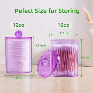 XIPENGKEJI 4 Pack Qtip Holder,Canister Apothecary Jar Set, Bathroom Jars with Lids Set for Cotton Sw...