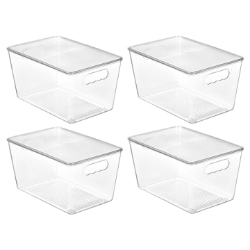 Clear Stackable Storage Bins with Lids - 4 Pack