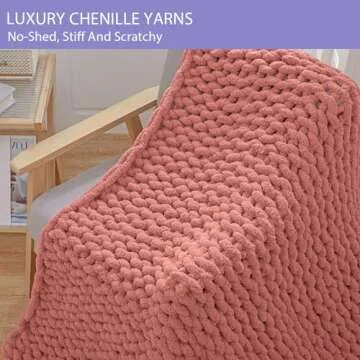 Bigacogo Chunky Knit Throw Blanket for Couch, 51x63 inches, 100% Hand Knitted with Thick Jumbo Chenille Yarn, Cozy Soft Large Rope Knot Cable Crochet Blankets for Sofa Bed Living Room, Antique Red