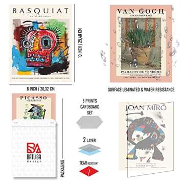 Batuba Design Mix Artist Wall Art, Set of 6 Poster Prints (8'' x 10''), Living Room & Bedroom Wall D...