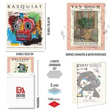Batuba Design Mix Artist Wall Art, Set of 6 Poster Prints (8'' x 10''), Living Room & Bedroom Wall D...