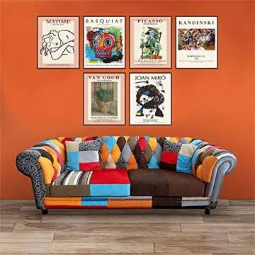 Batuba Design Mix Artist Wall Art, Set of 6 Poster Prints (8'' x 10''), Living Room & Bedroom Wall Decor, Glossy Paper, Unframed, Multicolor, Art Deco Style