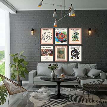 Batuba Design Mix Artist Wall Art, Set of 6 Poster Prints (8'' x 10''), Living Room & Bedroom Wall Decor, Glossy Paper, Unframed, Multicolor, Art Deco Style