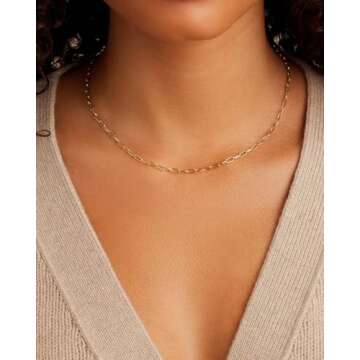 gorjana Women's Parker Mini Paperclip Link Chain Necklace, 18K Gold Plated, Chunky Clasp