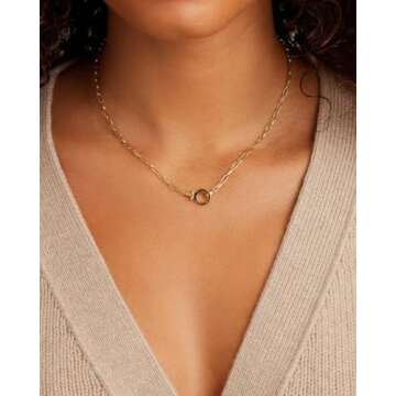 gorjana Women's Parker Mini Paperclip Link Chain Necklace, 18K Gold Plated, Chunky Clasp